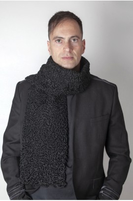 Black persian karakul lamb fur stole-scarf